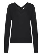 Merino Wool Double V-Nk Sweater Tops Knitwear Jumpers Black Calvin Kle...