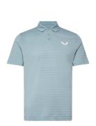 Textured Pique Stripe Polo Tops Polos Short-sleeved Blue Castore