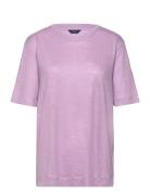 D2. Linen Ss T-Shirt Tops T-shirts & Tops Short-sleeved Purple GANT