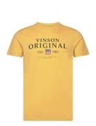 Liam Reg Sj Vin M Tee Tops T-shirts Short-sleeved Yellow VINSON