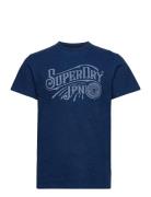 Vintage Script Indigo Ww Tee Tops T-shirts Short-sleeved Blue Superdry