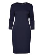 Ponte Three-Quarter-Sleeve Dress Polvipituinen Mekko Navy Lauren Ralph...