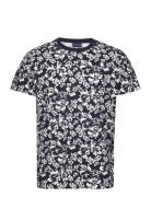 Floral Print T-Shirt Tops T-shirts Short-sleeved Navy GANT