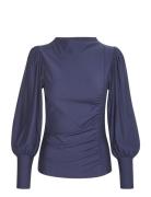 Rifagz Puff Blouse Tops Blouses Long-sleeved Navy Gestuz