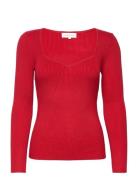 Tulip Ribbed Knitted Top Tops Knitwear Jumpers Red Malina