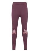 Leggings Kneepatch Cat Bottoms Leggings Burgundy Lindex