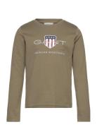 Archive Shield Ls T-Shirt Tops T-shirts Long-sleeved T-shirts Khaki Gr...