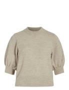 Vibiola 3/4 Sleeve Knit Top #6 Tops Knitwear Jumpers Beige Vila