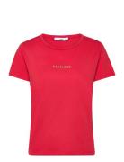 Logo Cotton T-Shirt Tops T-shirts & Tops Short-sleeved Red Mango