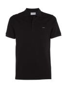 Stretch Pique Slim Button Polo Tops Polos Short-sleeved Black Calvin K...