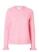 Slflulu Ls Knit Frill Cuff O-Neck Noos Tops Knitwear Jumpers Pink Sele...