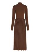 Rib Mix F&F Pleated Dress Ls Maksimekko Juhlamekko Brown Tommy Hilfige...