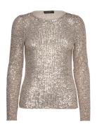 Ilexbbround Neck Tops Blouses Long-sleeved Silver Bruuns Bazaar