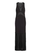 Beda - Sheer Panel Bias Dress Maksimekko Juhlamekko Black Rabens Sal R