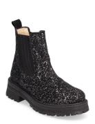 Booties - Flat - With Elastic Bootsit Nauhalliset Saapikkaat Black ANG...