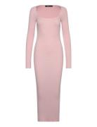 Knitted Midi Dress Polvipituinen Mekko Pink Gina Tricot