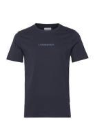 Lindbergh Print Tee S/S Tops T-shirts Short-sleeved Navy Lindbergh