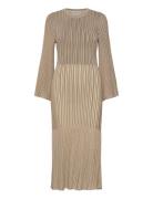 Lexi Contrast Knitted Midi Dress Polvipituinen Mekko Beige Malina