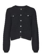 Vmvioletta Ls Button Cardigan Tops Knitwear Cardigans Black Vero Moda