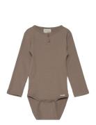 Body Ls Rib Bodies Long-sleeved Brown Minymo