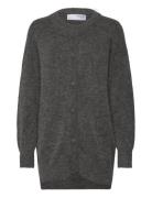 Slfsia Ras Ls Knit Long Cardigan Tops Knitwear Cardigans Grey Selected...