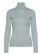 Silk T-Shirt W/ Roller Neck Tops Knitwear Turtleneck Blue Rosemunde