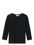 Nmmwang Wool Rib Ls Top Tops T-shirts Long-sleeved T-shirts Black Name...