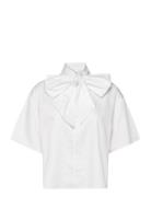 Slfjuno 3/4 Bow Shirt B Tops Shirts Short-sleeved White Selected Femme