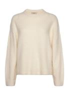 Crew Neck Knitted Sweater Tops Knitwear Jumpers Cream Gina Tricot