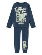 Nkmjinc Minecraft Ls Nightset Noos Bfu Pyjamasetti Pyjama Blue Name It