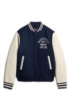 Varsity Chain Stitch Bomber Bombertakki Takki Blue Superdry