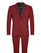 Plain Mens Suit - Normal Length Puku Burgundy Lindbergh