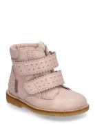 Boots - Flat - With Velcro Bootsit Nauhalliset Saapikkaat Pink ANGULUS