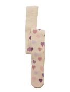 Tights Sg Cotton W Hearts Aop Sukkahousut Beige Lindex