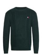 Tjm Slim Cable Knit Cneck Tops Knitwear Round Necks Green Tommy Jeans