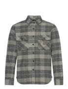 Bowery Heavy Weight L/S Flanne Tops Overshirts Grey Brixton