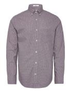 Reg Poplin Micro Check Shirt Tops Shirts Casual Burgundy GANT
