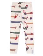 Bamboo Leggings Santa Dogs 65 62/68 Bottoms Leggings Cream Geggamoja