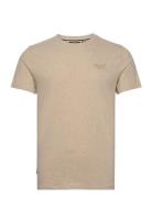 Essential Logo Emb Tee Tops T-shirts Short-sleeved Beige Superdry