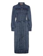 Belted Denim Shirtdress Maksimekko Juhlamekko Blue Lauren Ralph Lauren