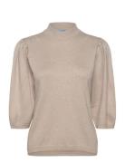 Mskylina High Neck Knit T-Shirt Tops Knitwear Jumpers Beige Minus