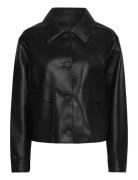 Leather-Effect Jacket With Pockets Nahkatakki Black Mango