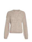 Mschdiella Heidi Pullover Emb Tops Knitwear Jumpers Beige MSCH Copenha...