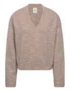 Soft Heather V-Neck Sweater Tops Knitwear Jumpers Beige Calvin Klein