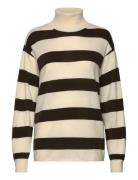 Eco Wool Stripe Kally Sweater Tops Knitwear Turtleneck Cream Mads Nørg...