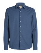 Flannel Solid Slim Shirt Tops Shirts Casual Blue Calvin Klein