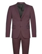 Plain Mens Suit - Normal Length Puku Burgundy Lindbergh