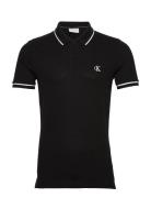 Tipping Slim Polo Tops Polos Short-sleeved Black Calvin Klein Jeans