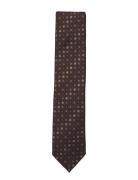 Wool Tie With Pattern 7 Cm Solmio Kravatti Brown Lindbergh Black