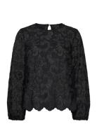 Msmisala Long Sleeve Lace Blouse Tops Blouses Long-sleeved Black Minus